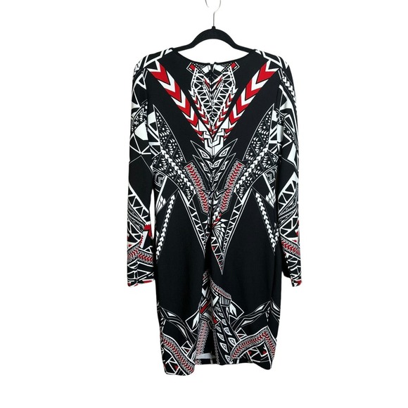 Bisou Bisou Plus Black White Tribal Bodycon Dress Size 16 - Picture 2 of 9